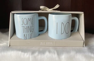 Juego de 2 tazas de colección de boda Rae Dunn Something Blue & I Do azul claro - Imagen 1 de 4