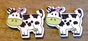 2 bottoni da cucire mucca lavorazione legno 2 fori 1 1/8"  - Foto 1 di 2