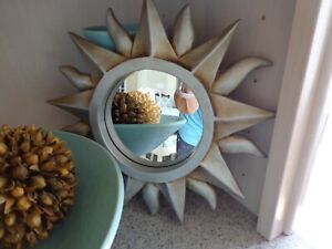 Small Resin/Plastic Frame Silver Wall Decor Accent Hanging Mirror 11" diameter
