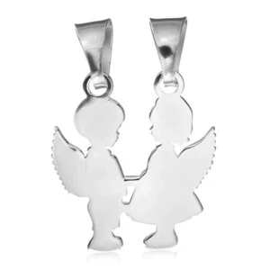 Ciondolo Charm Argento Sterling Ragazzo e Ragazza Fata Bambini Bambini Gioielli - Foto 1 di 8
