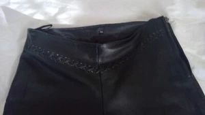 Echtes schwarze Leder Damen Hose Gr.38 Bootcut Glamourös Bike S - Bild 1 von 19