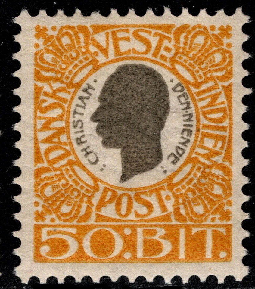 Indias Occidentales Danesas - 1905 - 50b Amarillo y Gris Rey Cristiano IX Edición 36 Como Nuevo NH Foto 1 de 1