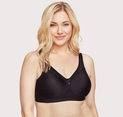 Sujetador Glamorise 1007 MagicLift soporte firme sin costuras 38I negro sin forro ** Foto 1 de 4