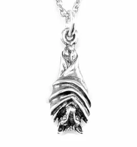 Hanging Bat Charm Pendant Necklace-925 Sterling Silver #C93 - Picture 1 of 6