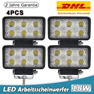 4x 18W Led Arbeitsscheinwerfer Offroad Scheinwerfer 12V 24V Traktor LKW Bagger - Bild 1 von 12