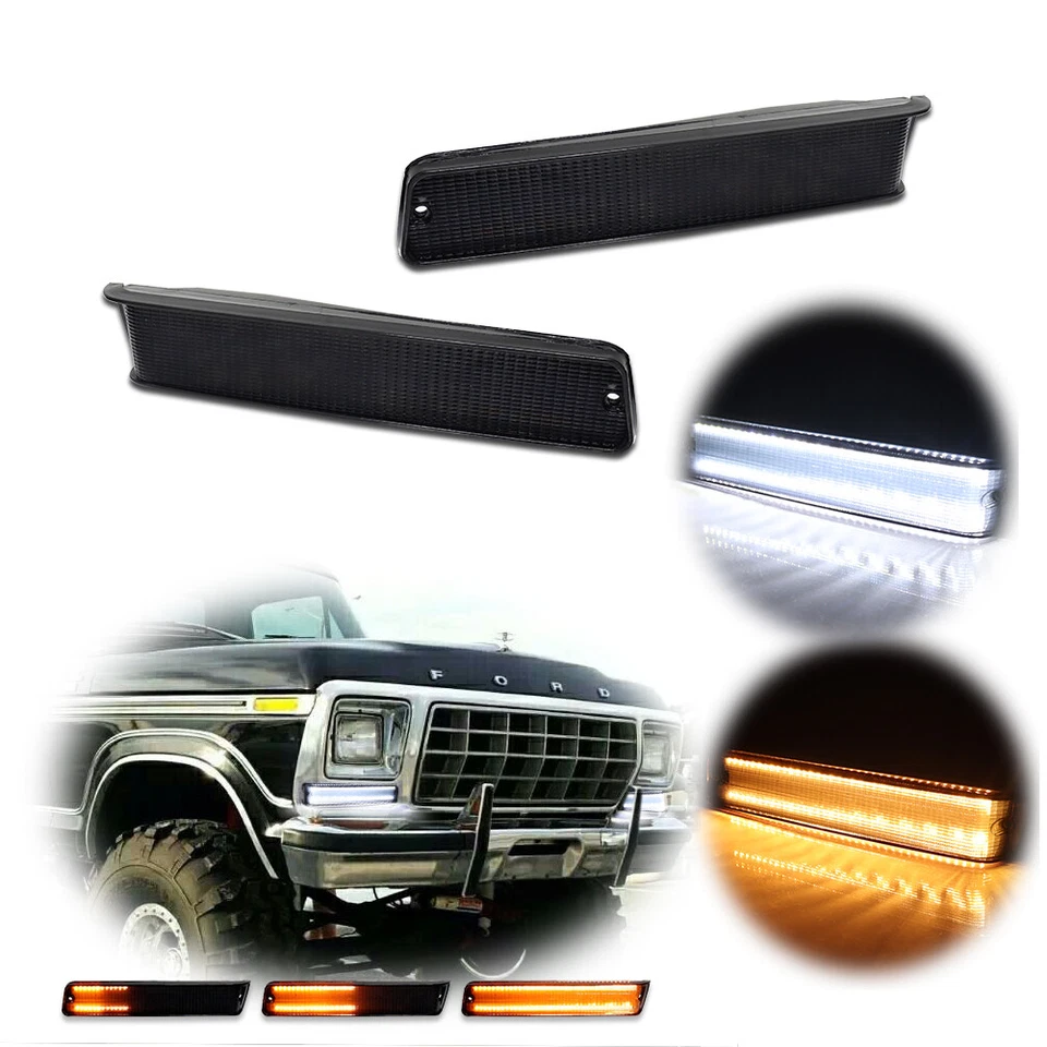 For Ford F-150 Trucks Bronco Dynamic SWITCHBACK LED DRL Turn Signal Light Smoked - Image 1 of 4