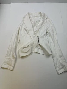 NWT Charles Chang-Lima Womens Military Wrap Front Jacket White Cotton Size 6 - Picture 1 of 9