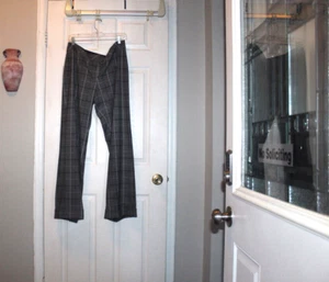 WHITE HOUSE BLACK MARKET GRAY/BLACK PLAID PANTS SZ 14 EUC - Picture 1 of 7