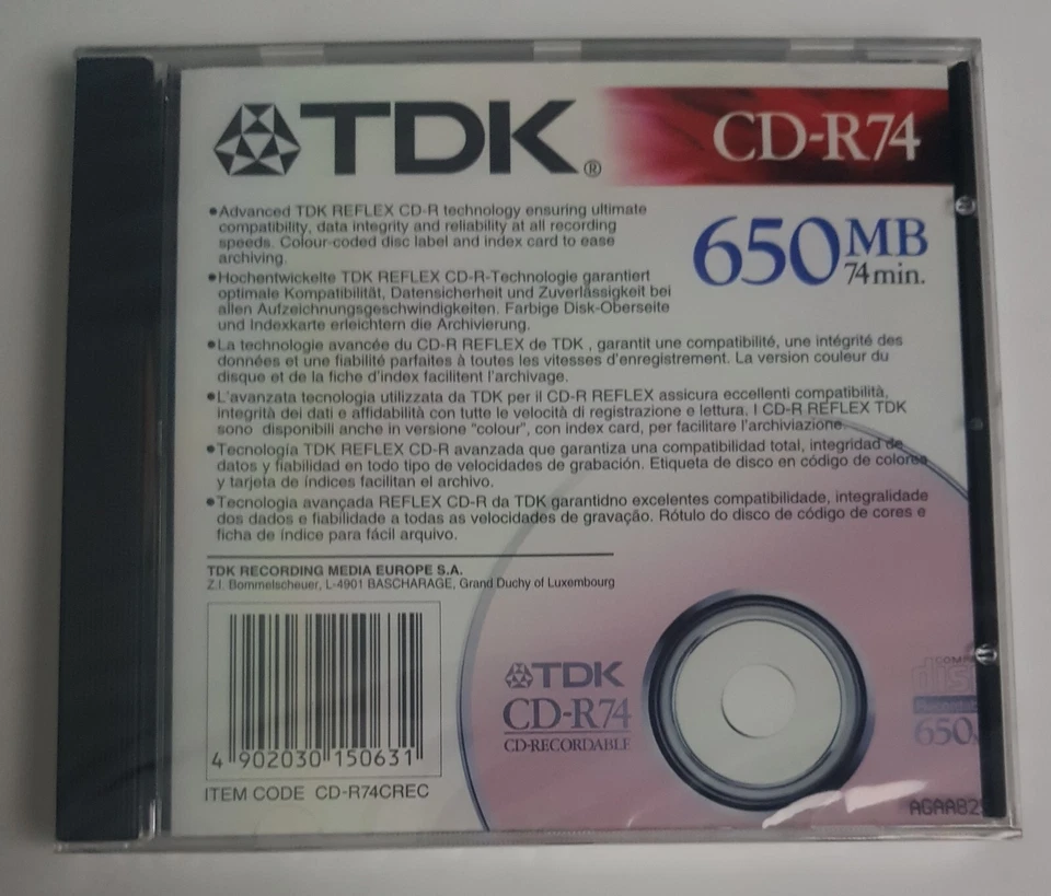 TDK CD-R74 / 650MB CD- RECORDABLE  74 MIN  NEU In Folie  - Bild 1 von 2