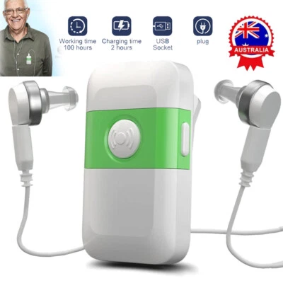 Pocket Hearing Aids Kit Rechargeable Hearing Device Sound Voice Amplifier White - Image 1 of 4