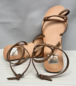 Dolce Vita Brown Leather Lace around Ankle Gladiator studded Sandal Size 8.5 NEW - Picture 1 of 4