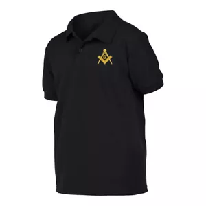 CAMISA POLO NEGRA POLO CON MASÓN MASÓN MASÓNICO - Imagen 1 de 2