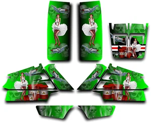 YAMAHA BANSHEE GRAPHICS WRAP DECAL STICKER KIT AMERICAN HERO PINUP GREEN - Picture 1 of 1