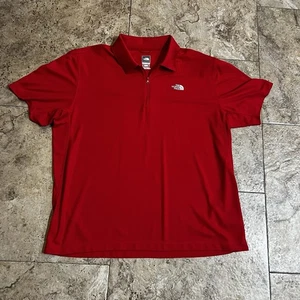The North Face Poloshirt Herren Größe XL Spell Out 1/4 Zio Kragen rot - Bild 1 von 3
