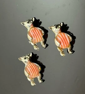 3 Vintage anthropomorphe Tier Bär Streunadeln Broschen Glasbäuche - Bild 1 von 6