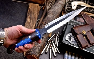 Cuchillo deportivo táctico de madera híbrido CFK IPAK hecho a mano D2 personalizado HARPOON DAGGER Foto 1 de 4