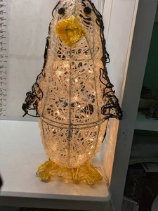 Vintage Light Up 17” Spaghetti Acrylic Wire Penguin Lighted Christmas Decoration - Picture 1 of 16