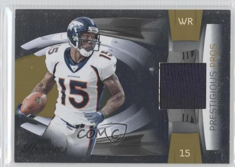 2009 Playoff Prestige Prestigious Pros Gold Materials /50 Brandon Marshall #7 - Image 1 of 2