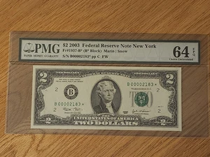 2003 $2 "STAR NOTE" PMG 64 EPQ NEW YORK B00002183* ONLY 16K PRINTED - Picture 1 of 4
