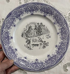 Antico piatto in ceramica Creil & Montereau - REBUS - Foto 1 di 4