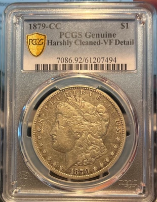 1879-CC Morgan  Dollar Carson City  PCGS VF Details Gold Shield  Freshly Graded - Image 1 of 2