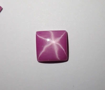 Opaque Star Ruby Square 8x8 mm Cabochon 6 Rayed Lab-created Stone 1 piece Lot - Image 1 of 4