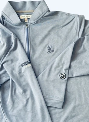 SCOTTY CAMERON GALLERY Circle T 1/4 拉链套衫和平冲浪者蓝色 L 码高尔夫 — 第 1/3 张图片