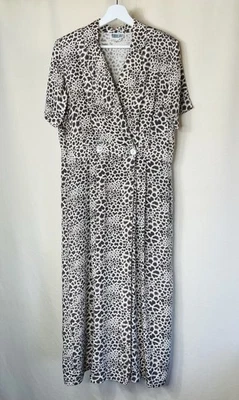 Vintage Robbie Bee Size 8 Silk Leopard Button Faux Wrap Midi Dress Classic - Image 1 of 4