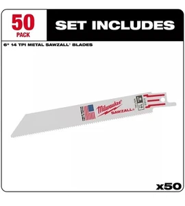 Milwaukee 48-01-6182 6" 14 TPI muesca delgada cuchillas SAWZALL (paquete de 50) - Imagen 1 de 1