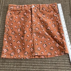 Art class peach corduroy skirt Pink Floral girls size XL 14/16 adj. waist #117 - Picture 1 of 5