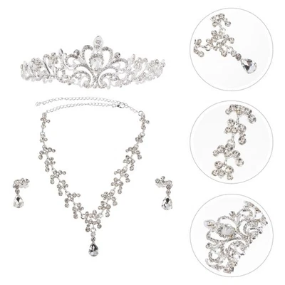 Set di gioielli da sposa set di di tiara rinestone Collana per matrimoni - Immagine 1 di 4