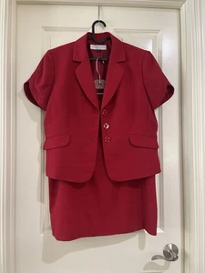 Tahari Arthur S Levine Mujer Rojo 2 Piezas Falda Trajes Talla 16P - Imagen 1 de 20