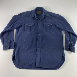 Vintage Eddie Bauer Shirt Mens Large Blue Wool Button Up Outdoors Workwear 70s - Picture 1 of 10