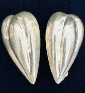 Taxco Mexico Vintage Sterling Silver 925 Modern Teardrop Clip On Earrings TO-34 - Picture 1 of 10