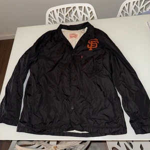 Levi’s San Francisco Giants MLB Baseball Lightweight Black Snap Jacket Mens XL - Picture 1 of 5