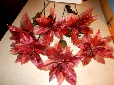 6 tallos dorados de flores de seda de pascua de 10" de 27" de colección raros y muy difíciles de encontrar impresionantes 24" Foto 1 de 4