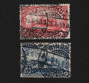 OPC 1913-4 Colonias Alemanas SW África Sc#31 32 Mi#29 30 1m Firmado Windhuk Cancelaciones - Imagen 1 de 2