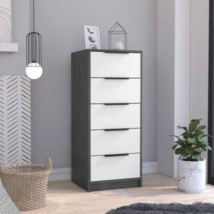 5 Drawers Dresser Maryland, Metal Handle, Smokey Oak / White Finish 122997 - Picture 1 of 6