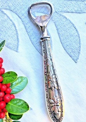 Wallace Sterling Silver Christmas Poinsettia Holiday Bar Bottle Opener Host Gift Foto 1 de 4