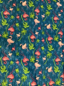 Rare Flamingos with Palm Trees Cotton Fabric Panel 2 Yards - Picture 1 of 2