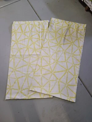 West Elm "Abstract Triangles - Sun Yellow" Linen/Cotton 48 X 96 - 2 Panels - Image 1 of 4
