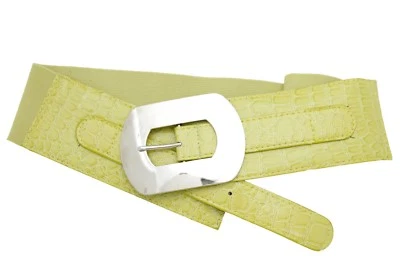 Cinturón con hebilla cuadrada de metal plateado para mujer cintura elástica verde brillante manzana M L Foto 1 de 4
