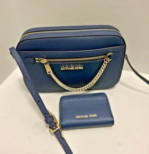 Michael Kors Crossbody Purse Shoulder Handbag Bag+ Zip Around Card Case Wallet - Picture 1 of 8
