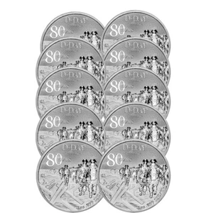 Lot of 10 - 2024 Alderney 1 Pound Silver D-Day 80th Anniversary Coin 1 oz BU - Picture 1 of 3