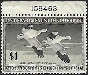 USA 1947 DUCK HUNTING VOID AFTER 1948 PLATE SINGLE MHR STAINS - Picture 1 of 2