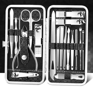 19PCS Set Pedicure Nail Toe Clippers Manicure Kit Cleaner Cuticle Grooming Case - Picture 1 of 12
