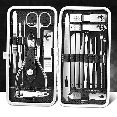 19PCS Set Pedicure Nail Toe Clippers Manicure Kit Cleaner Cuticle Grooming Case - Image 1 of 4