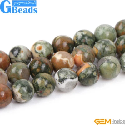 Dije suelto redondo verde riolita jaspe piedra natural cuentas fabricación de joyas 8 mm Foto 1 de 4