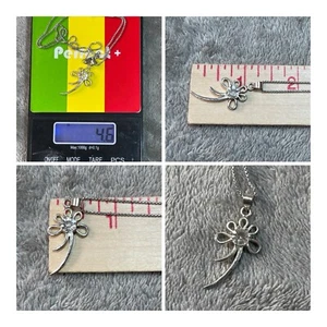 Sterling Silver CZ Flower Necklace W/Pendant 4.6 grams 925 - Picture 1 of 9