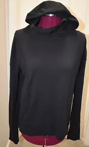 Lululemon Black Hoodie light weight thumb holes Sz M soft fabric sweat wick - Picture 1 of 9